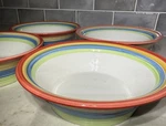 Vintage Gibson Rainbow Stripe Cereal Bowls Set Of 4 Colorful Hand Painted. Fixed Price $54.99.