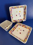 Pampered Chef Simple Additions Polka Dot 2 Pc Set Square Plate & Bowl. Fixed Price $14.99.