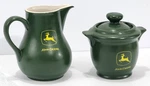 John Deere Stoneware Pitcher & Sugar Bowl Set Farm Agriculture Logo Cornell. Fixed Price $24.98.