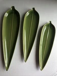 Crate And Barrel Set Of 3 Green Ceramic Leaf-shaped Appetizer Dishes. Fixed Price $21.00.