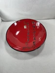 Kafuh Japan Red Ceramic 9.25 Serving Bowl Calligraphy Asian Style Nwt. Fixed Price $28.00.