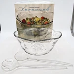 Anchor Hocking Savannah 3 Pc Glass Salad Serving Bowl Set 12 Fork Spoon. Fixed Price $19.99.