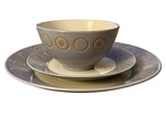 Pier 1 Cosmos Stoneware Serveware -lavender Tan Cicles. Fixed Price $12.99.