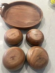 Juliska Brown Stonewood Stripe Round 12 Serving Tray With 4 Bowls Only Handle. Fixed Price $59.00.