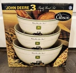 Gibson John Deere Mixing Bowl Set Of 3 White Green Nothing Runs Like A. Fixed Price $44.88.