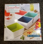 Overandback, 5-PC "summertime" Serving Square Platter Tray + Bowl Set. Fixed Price $49.99.