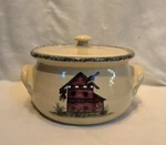Vintage Home And Garden Party Birdhouse Crock Cookie Jar Canister Pot & Lid 2001. Fixed Price $18.85.