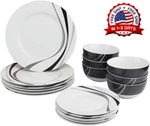Juego Vajilla 18 Piezas Redondo Moderno Para El Hogar, Color Gris Pardo. Fixed Price $102.59.