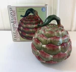 Vintage Fitz & Floyd French Market Artichoke Covered Soup Candy Bowl Green. Fixed Price $37.61.