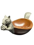 Vagabond House, Vintage Wooden Squirrel Head & Tail Bowl, Pewter - Lg. Fixed Price $50.00.
