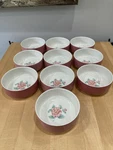 (10) Villeroy & Boch VIL9 Pink Band Flower Cereal Bowls. Fixed Price $39.95.
