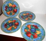 Casual Victoria & Beale Forbidden Fruit Porcelain 7 1/2" Salad Plates Lot Of 4. Fixed Price $9.95.