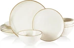 Famiware Dinnerware Sets For 4 Ocean Round 12-PIECE Kitchen Plates And Bowls. Fixed Price $39.99.