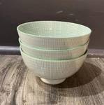 Set 3 Gracie China Fine Porcelain Small Green White Rice Dessert Footed Bowls. Fixed Price $19.99.