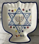 Jessica Sporn - Dreidel Shaped Ceramic Chanukah Tidbit Server Tray New Boxed. Fixed Price $21.00.