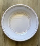 Le Cadeaux 14 White Serving Salad Bowl - Brown Dot Trim. Fixed Price $18.00.
