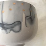 Anthropologie Night Sky Bowl Stoneware Black Gray Drip Watercolor Wash Gold Star. Fixed Price $32.99.