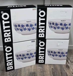 Romero Britto Set (4) Blue Flowers Bowl 42.2 Oz. 3" 7.5" New In Box Msrp $140. Fixed Price $79.99.