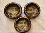 Hand Crafted Bowls Set Of 3 Koi Fish Design Tropical Hardwood. Fixed Price $16.45.