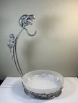 Arthur Court Monkey Banana Holder Stand & Frosted Glass Fruit Bowl Aluminum 2002. Fixed Price $124.95.