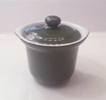 Small Crock By Hall 470 Stoneware Vented-lid Onion Soup Bowl 4" Green Vintage. Fixed Price $15.99.