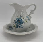Vintage Inarco Japan Blue Cornflower Floral Pitcher And Bowl Basin Set E-4542. Fixed Price $18.00.