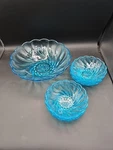 Vintage Hazel Atlas Capri Swirl Berry Bowl Set Blue Glass 7 Piece. Fixed Price $60.00.