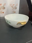 4 Aichi AIC25 China Berry Bowls White Bamboo Gold Trim 5.5" Dia Occupied Japan. Fixed Price $30.00.