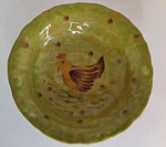 Crate & Barrel Italian La Ceramica Vbc Rooster Pasta Bowl Green, Orange 13". Fixed Price $29.99.