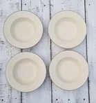 Mikasa Stone Manor Ivory Set Of 4 Rimmed Soup Bowls 9 1/2" Sand Dune DD105. Fixed Price $40.00.
