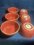 Bobby Flay Plancha Stoneware Soup Cereal Bowls 6" Bright Red Orange Rim Set Of. Fixed Price $24.00.