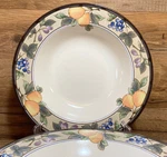 Set Of 4 - Mikasa Intaglio Garden Harvest 3/8" Rimmed Soup Pasta Bowls CAC29. Fixed Price $23.85.