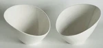 Dowan Cream Asymmetrical Ceramic Bowl 9.5" Curved Modern Shape - Set Of 2. Fixed Price $29.95.