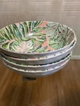 Tommy Bahama Melamine Dinner Bowls Tropical Palm Leaves Set Of 4 New 8. Fixed Price $24.99.