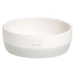 Dog Bowl Ceramic Bone Appetit Stoneware 18 Oz Small Gray Pearhead Food Water. Fixed Price $20.00.