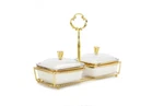 Classic Touch 2-BOWL Set Gold Tray Lids And Piece Of Missing. Fixed Price $19.99.