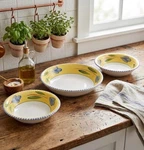Maxam Italy Mediterranean Pasta Serving Bowls Set 3 Yellow Blue Floral Ceramic. Fixed Price $119.88.