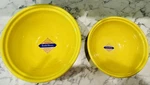 New Ws Emile Henry Bowls 10.5" & 8.5" Ceramic Depose 3424 3420 France Yellow. Fixed Price $55.00.