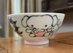 Schen Kotobuki Child Kid Rice Noodle Bowl Pink Animals W/ Footed Base 4.5". Fixed Price $19.00.