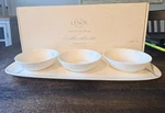 Lenox Park City Hors Oeuvre Set White Porcelain 4 Pc Serving Tray Dip Bowls. Fixed Price $34.99.