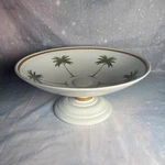 Mangani For Tommy Bahama Footed Centerpiece Bowl 15 1/8" Palm Trees Italy. Fixed Price $300.00.