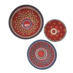 Set Of Artisan Nesting Bowls Hand Painted Embossed Dot Bead Colorful 3-5". Fixed Price $27.99.
