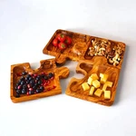 Handcrafted Olive Wood Puzzle Dish Set Premium Rustic Interlocking Snack Bowls. Fixed Price $79.87.