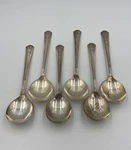 (6) 1938 Wm Rogers Lido Silverplate 7" Round Bowl (gumbo) Soup Spoons Mono. Fixed Price $20.44.