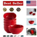 Set Of 6 Elegant Red Ceramic Soup & Cereal Bowls - Microwave Dishwasher Safe. Fixed Price $46.16.