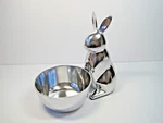 Crate & Barrel Silver Aluminum Easter Bunny Rabbit With Candy Bowl 7". Fixed Price $29.90.