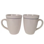 Stoneware Coffee Mugs Set 2 Cream Blue Rim Farmhouse Kitchen Cups 4 Inch. Fixed Price $14.99.