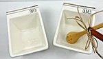 New Mud Pie Olive Nested Snack Bowl Set Dishes With Spoon 5" X 3 1/2" White. Fixed Price $15.96.