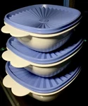 Vintage Tupperware 6 Pc Set #2510, 2511, 2512 One Touch Stacking Bowls Seals. Fixed Price $148.00.