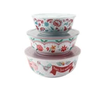 Six (6) Piece Pioneer Woman Mazie Holiday Melamine Bowl Set With Lids. Fixed Price $38.16.